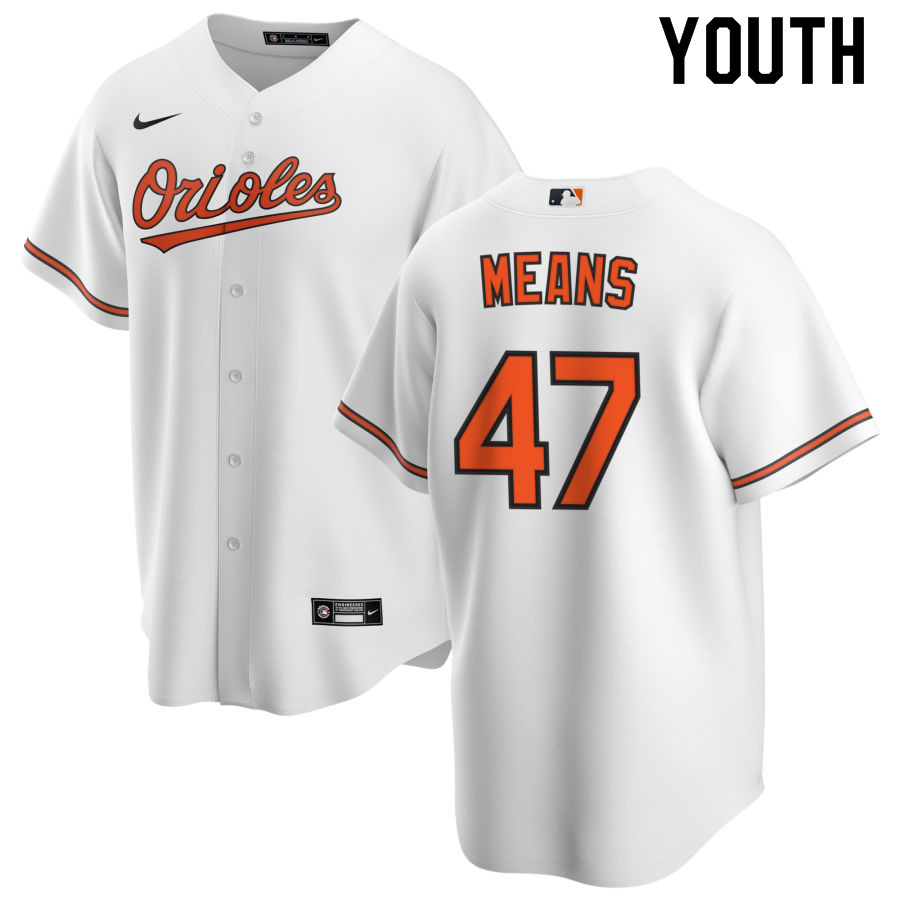 Nike Youth #47 John Means Baltimore Orioles Baseball Jerseys Sale-White